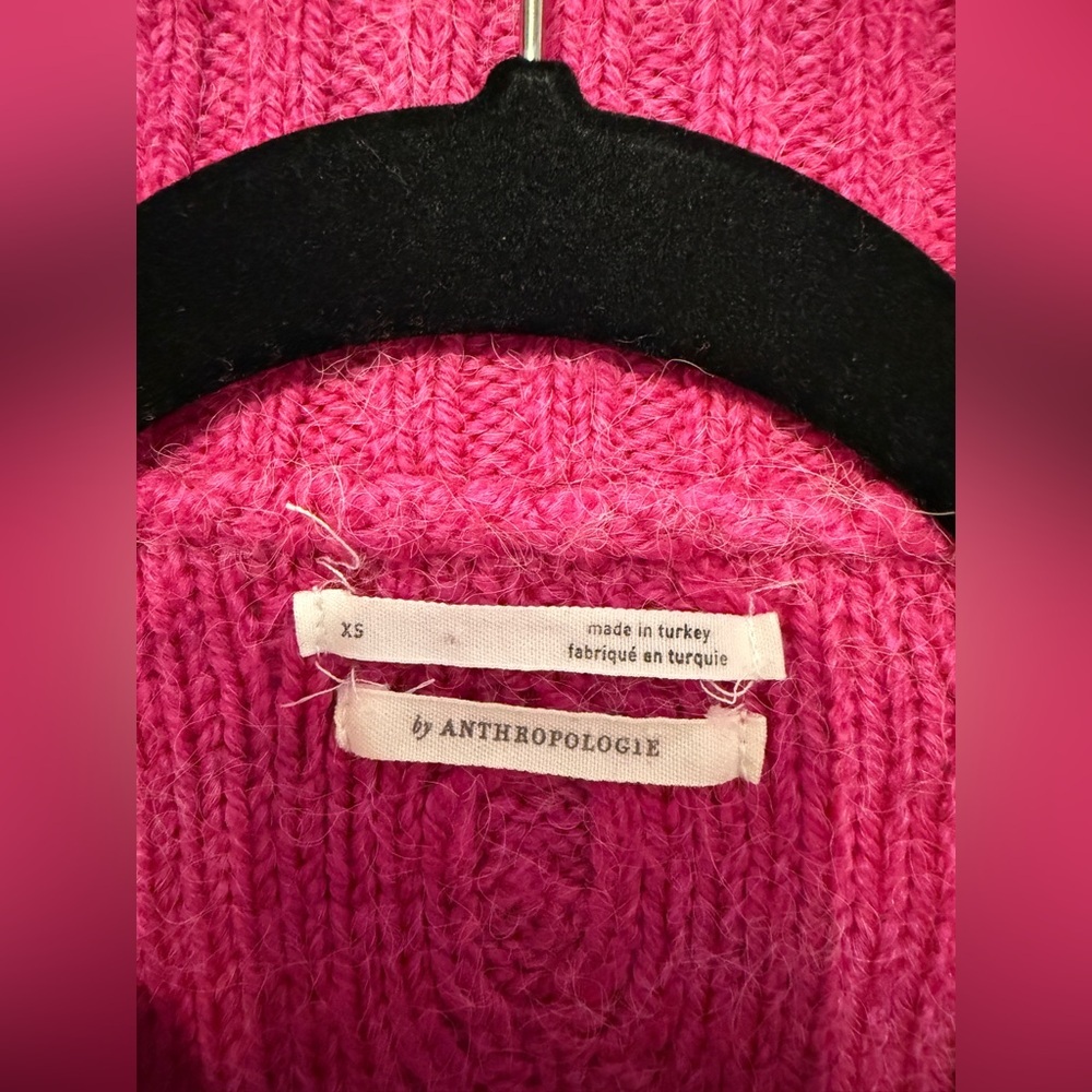 ANTHROPOLOGIE  Cable Knit Fishermen 1/4 Zip Pullover Sweater Pink SIZE: XS - Picture 10 of 12